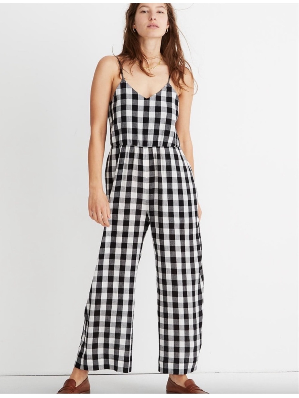 Madewell Cami Wide-Leg Jumpsuit Buffalo Plaid Check - Large